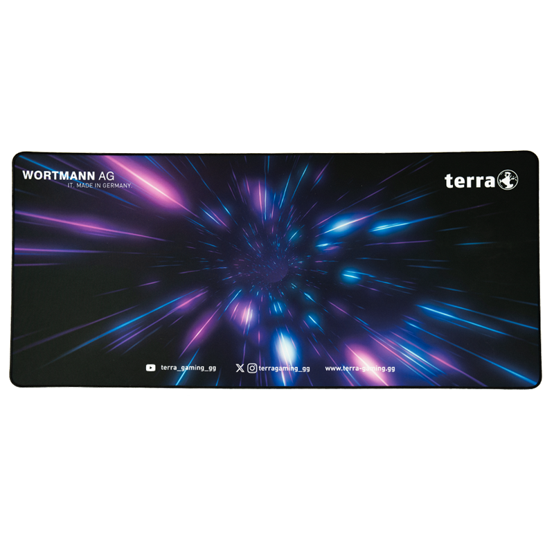 TERRA Mousepad XXL PURE Gaming black/black  schwarze Umkettelung, 900 x 400 x 3 mm